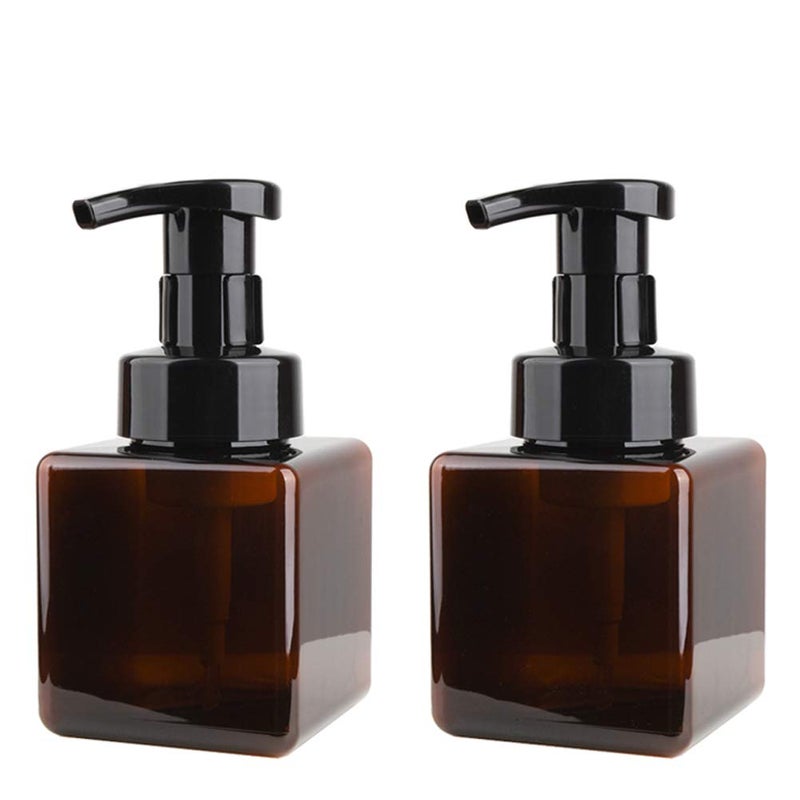 UUJOLY Foaming Soap Dispenser, 250ml (9oz) Refillable Pump Bottle for Liquid Soap, Shampoo, Body Wash (2 Pcs) (Small Amber) - Image 1